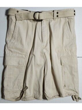 Cargo Shorts Emergency Exit Cotton Stone Color Flat Front Pockets Men's 34 NWT